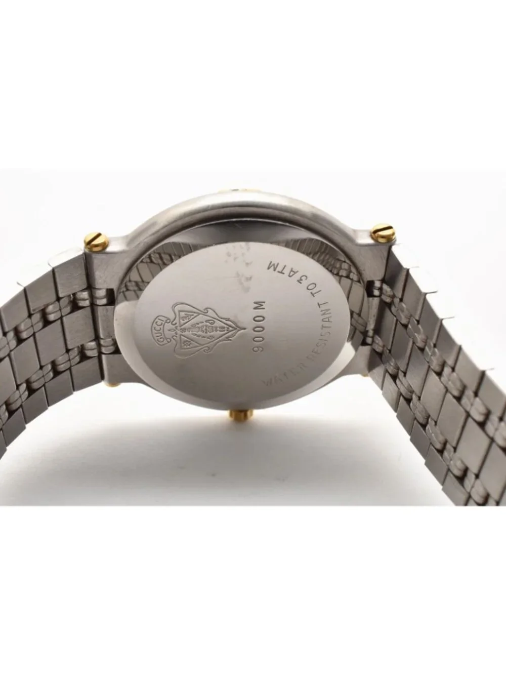Gucci Quartz Watch Gold Dial GG Bezel Stainless Steel